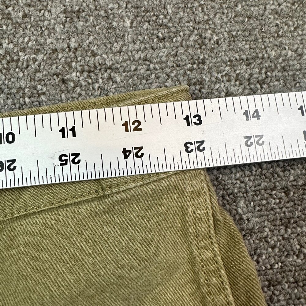 Quince Womens Organic Stretch Cotton Twill Wide-Leg Crop Pant, Olive Khaki Sz 26 - Picture 3 of 6
